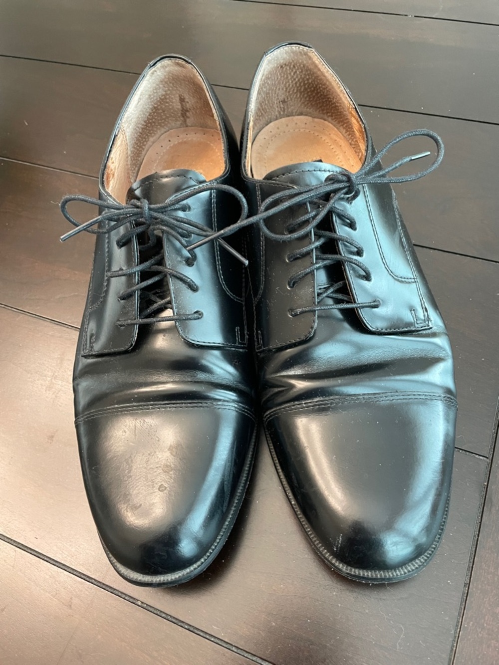 Bostonian Black Cap-Toe Derby Lace-Up Dress Shoes